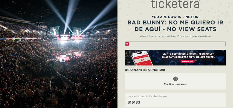 Ticketera venta de boletos restantes de Bad Bunny