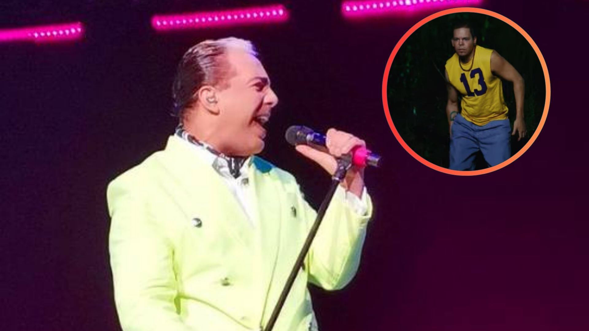 Cristian Castro y René Pérez (Residente) de Calle 13. Montaje El Calce.