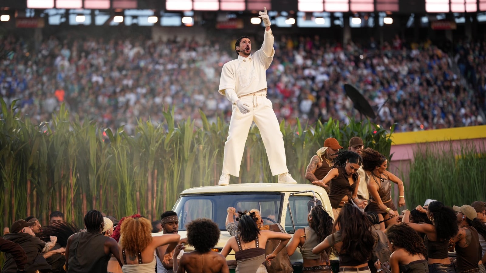 Foto de la presentación de Bad Bunny en el Super Bowl.