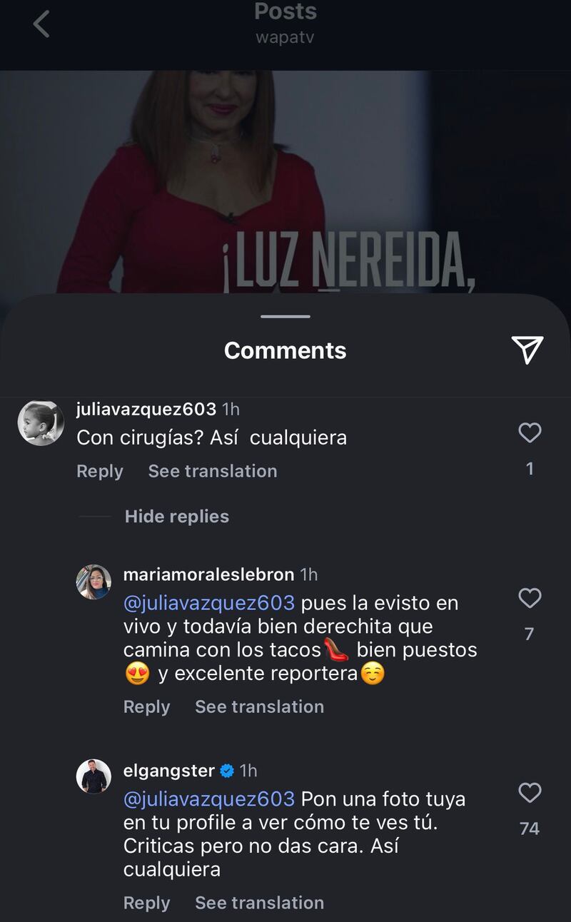 Un comentario negativo de una usuaria en Instagram, fue ripostado por Antonio Sánchez El Gangster.