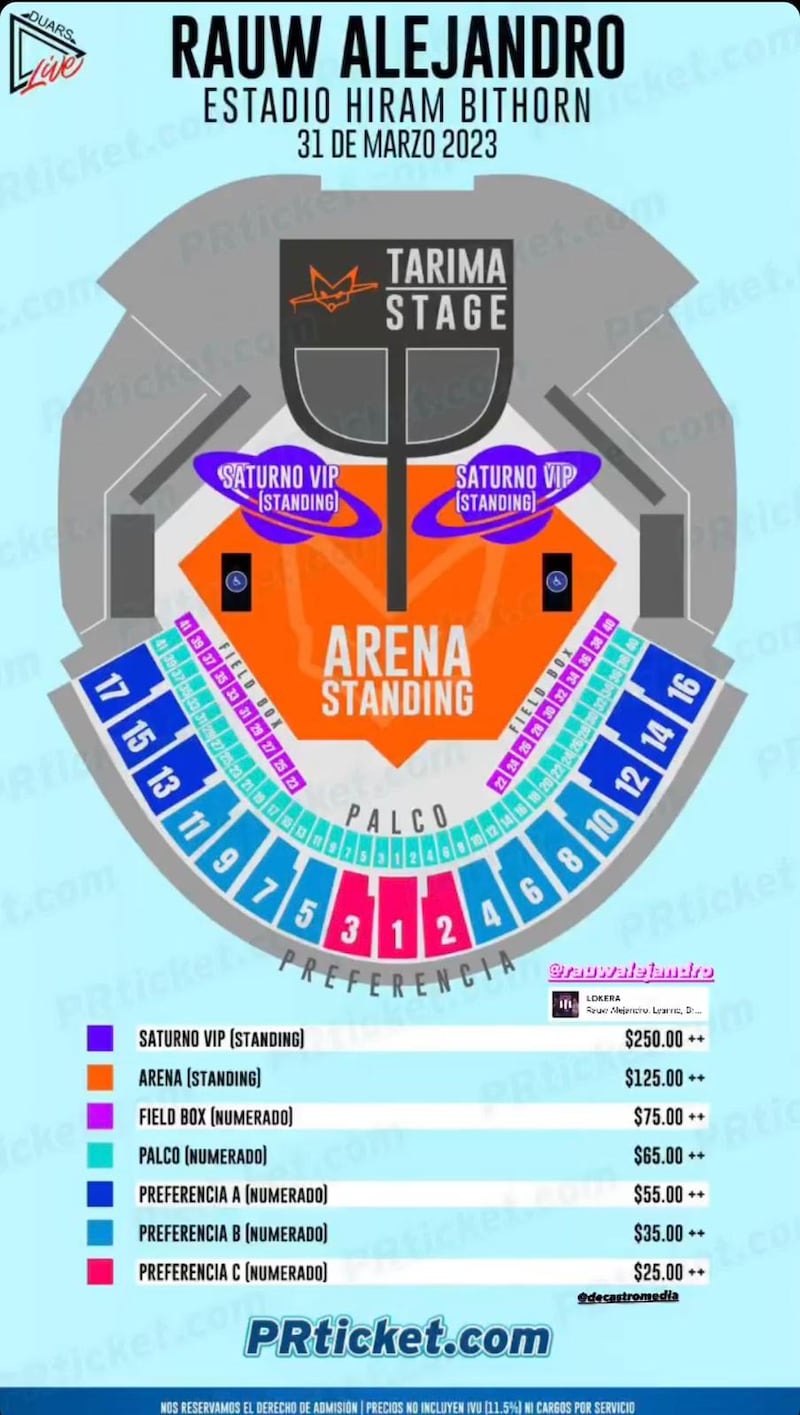 Precios Rauw Alejandro