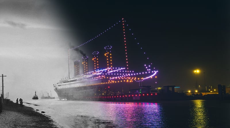 Titanic con drones hecho por la BBC.