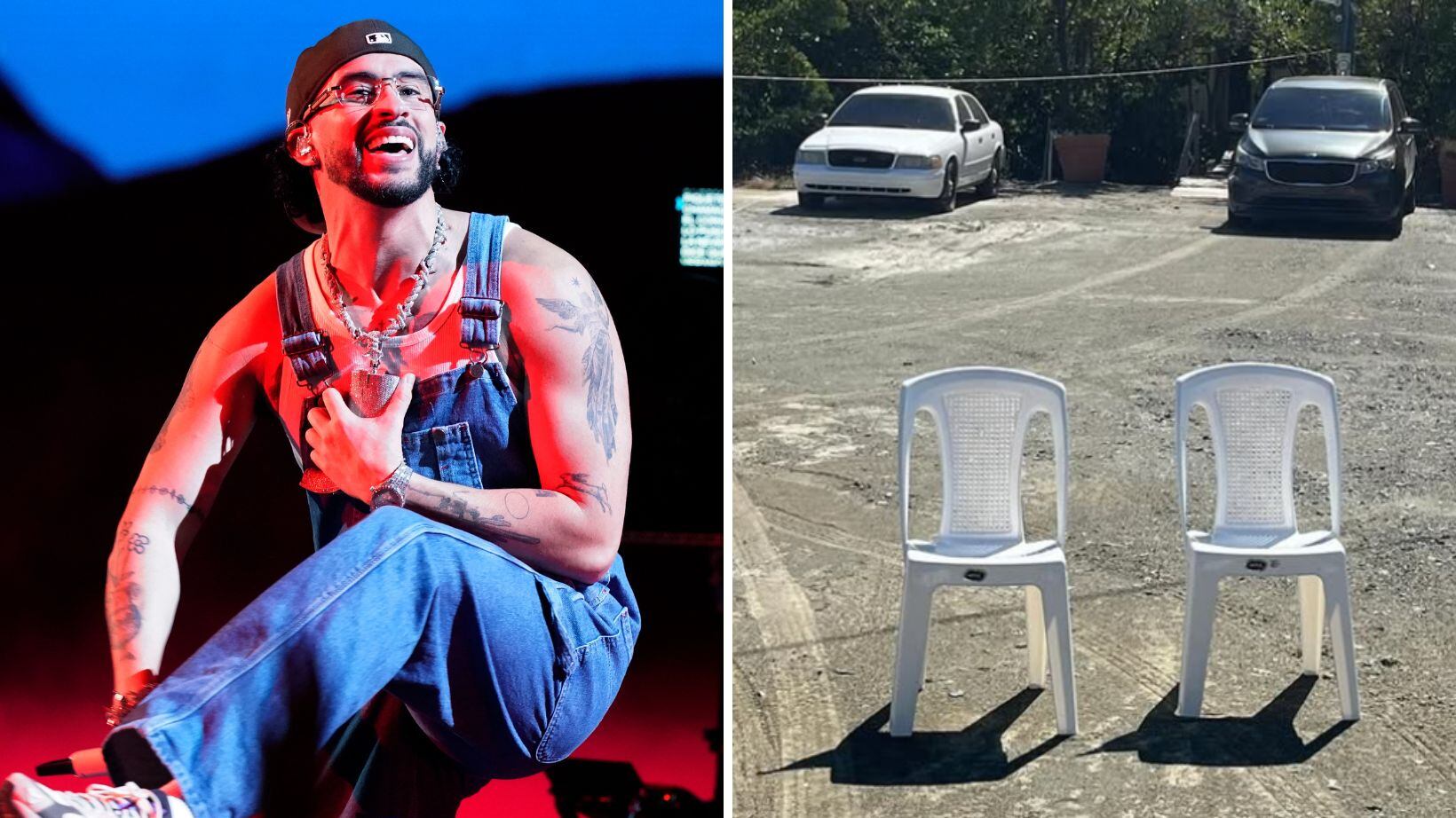 Bad Bunny y sillas blancas en La Parguera