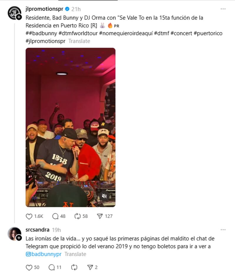 La periodista no tiene boletos para ver a Bad Bunny.