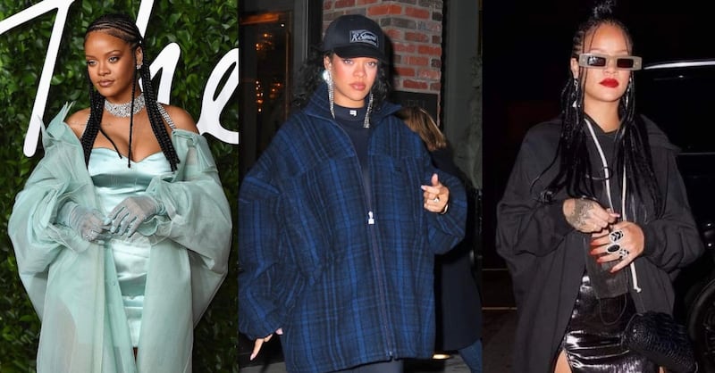 Rihanna reaparece en las calles tras tener a su hijo con sus acostumbrados looks extravagantes y oversize