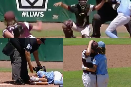 VIDEO: Joven beisbolista consuela a pitcher que lo golpeó en la cabeza con un lanzamiento