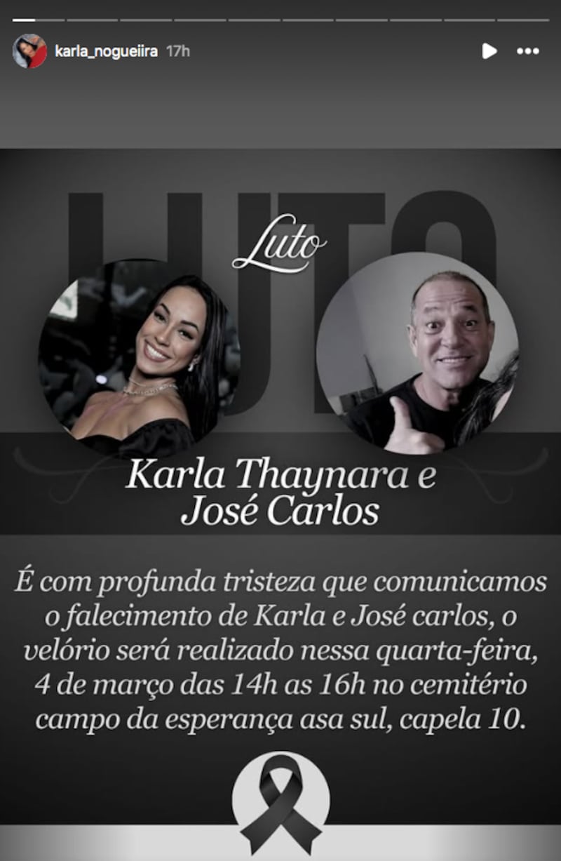Anuncio de la muerte de Karla Thaynara
