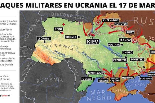 Guerra en Ucrania, mapas a tres semanas del inicio de la invasión rusa