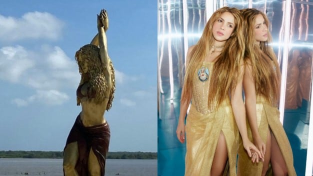 Nueva estatua de Shakira develada en el Malecón del Río en Barranquilla.