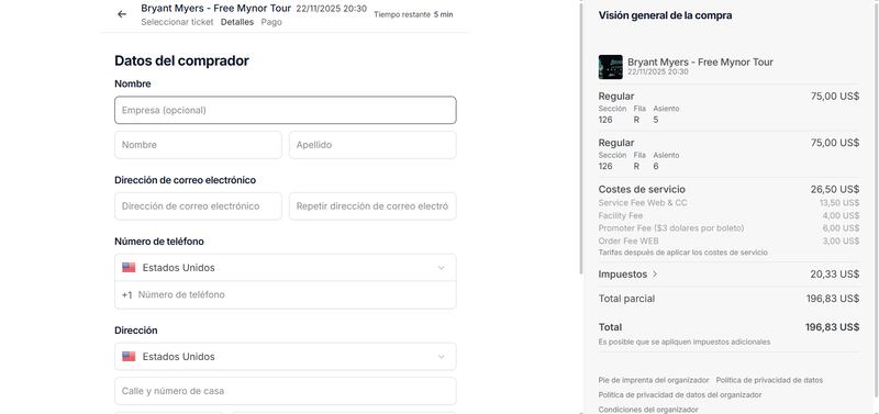 Ticketera Bryant Myers