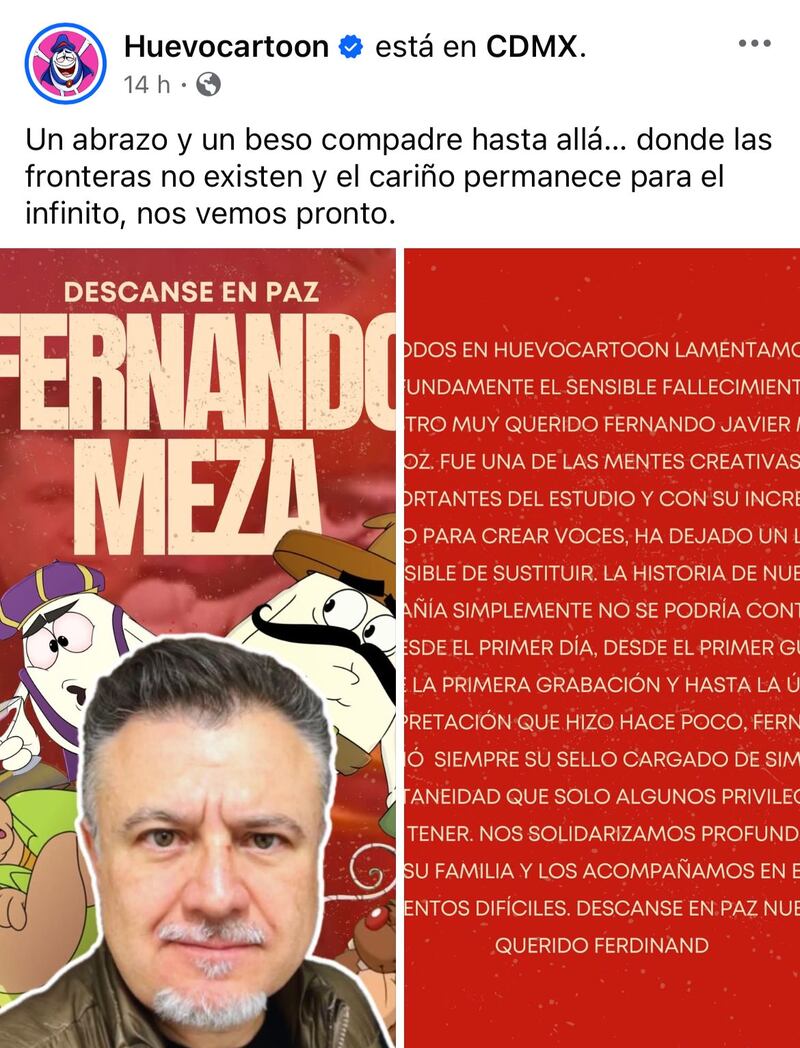 Comunicado de Huevocartoon sobre el fallecimiento de Fernando Meza