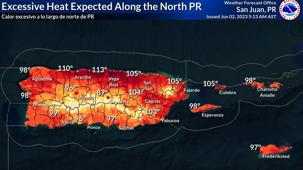 Emiten aviso de calor excesivo para el norte de Puerto Rico.