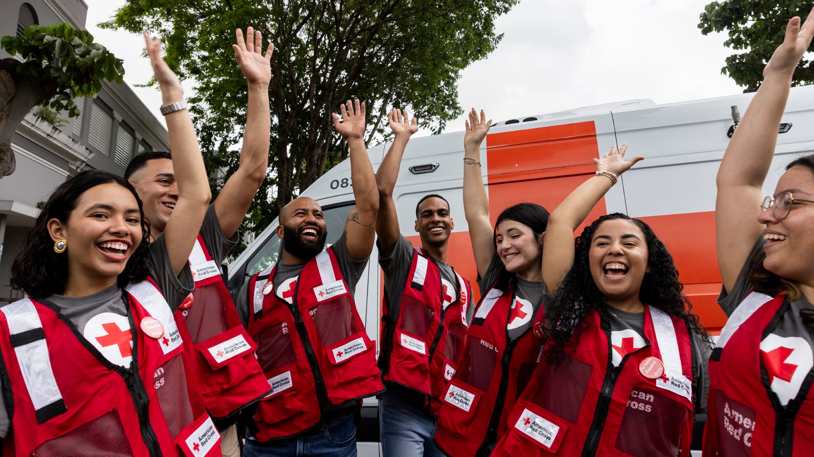 May 9, 2024. San Juan, Puerto Rico.
Isabel Rodríguez, Kevin Grau, Luis Rivera, Edward Valentín, Alondra Vázquez, Lisnelly Castro and Diamaris Rivera volunteer with the American Red Cross Puerto Rico Chapter (Cruz Roja Americana Capítulo de Puerto Rico).
Photo by Scott Dalton/American Red Cross
