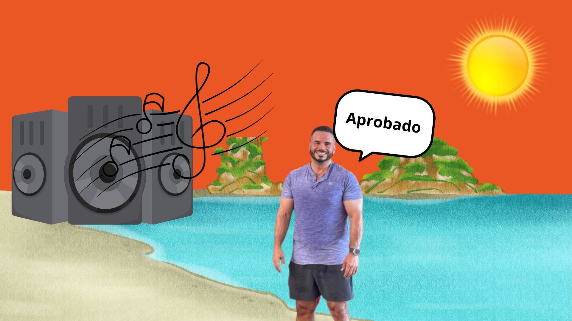 Montaje por El Calce de Jay Fonseca en la playa. Imagen ficticia.