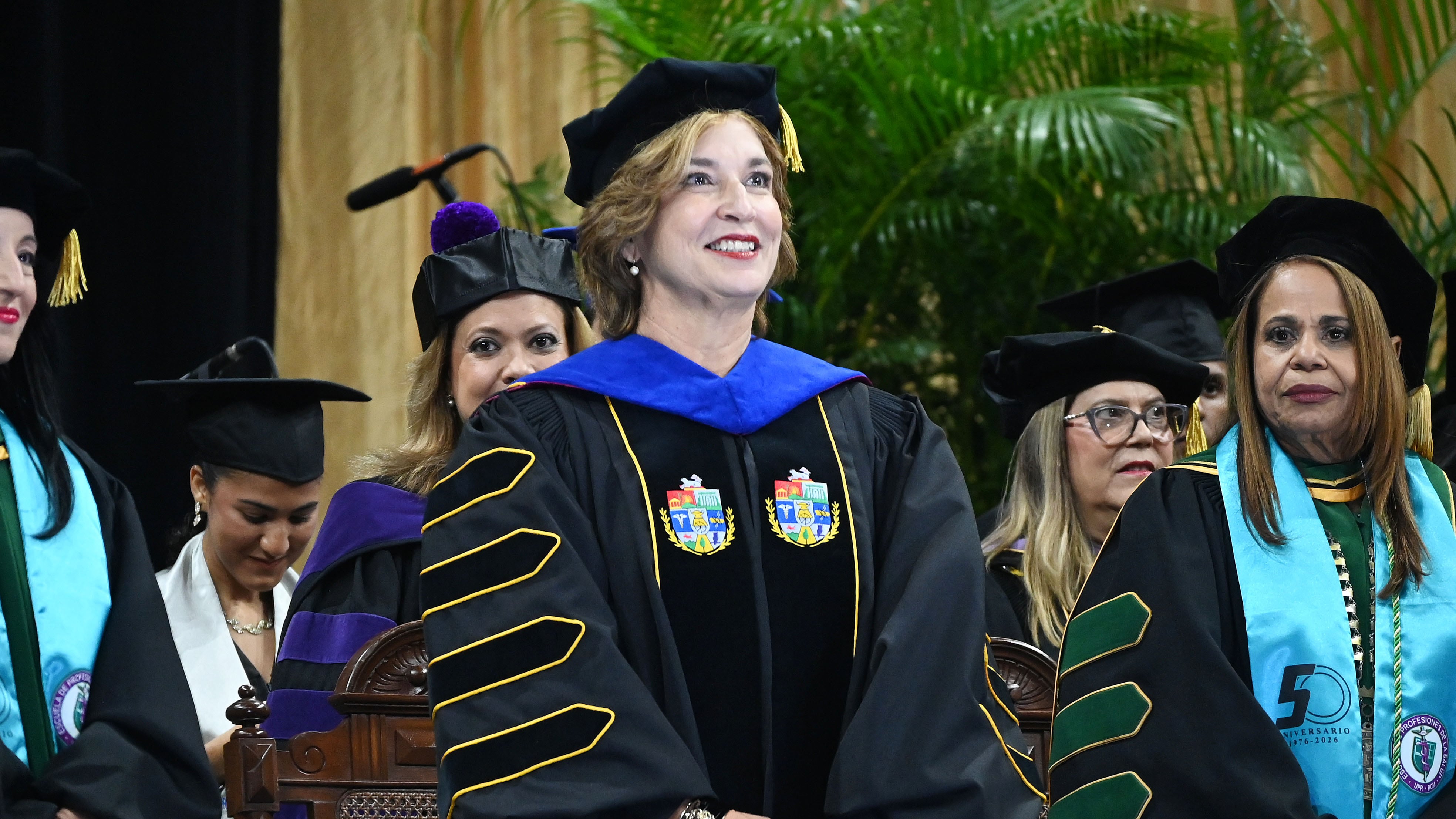 La presidenta de la UPR, Zayira Jordán Conde. Graduación de los estudiantes del recinto de Ciencias Médicas.