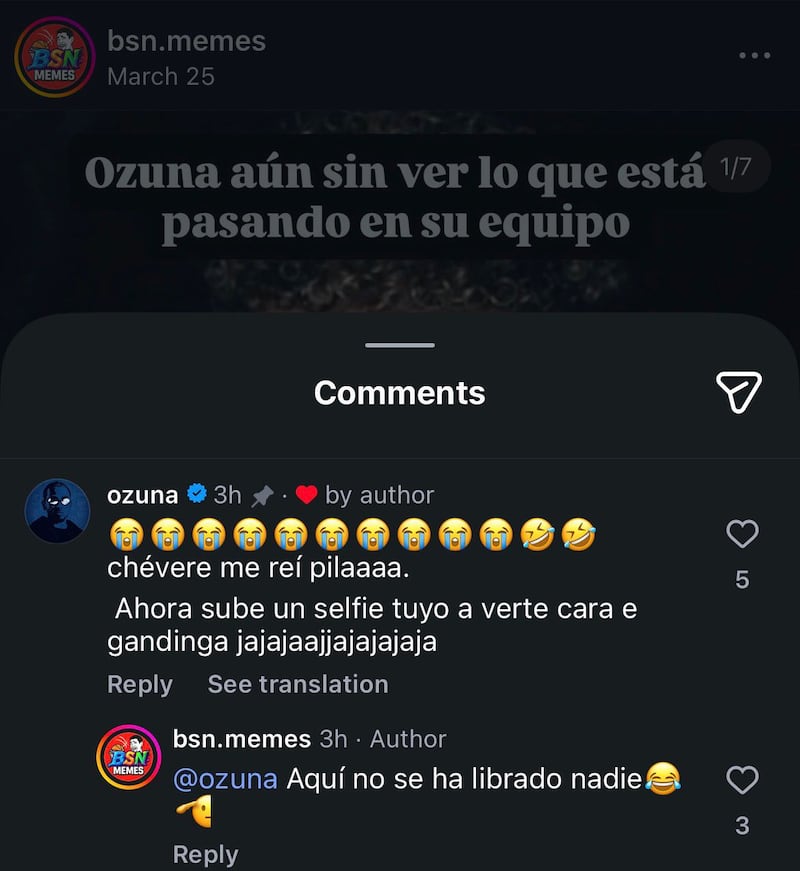 Ozuna se molesta con BSN Memes